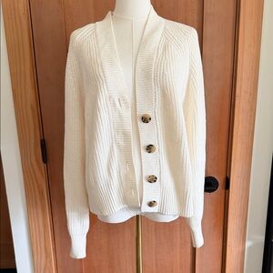 A New Day White Button-Up Sweater